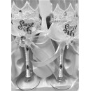 4 Sweet 16 Cake Knife and Server Set with Champagne Toasting Glass FlutesWhite Design